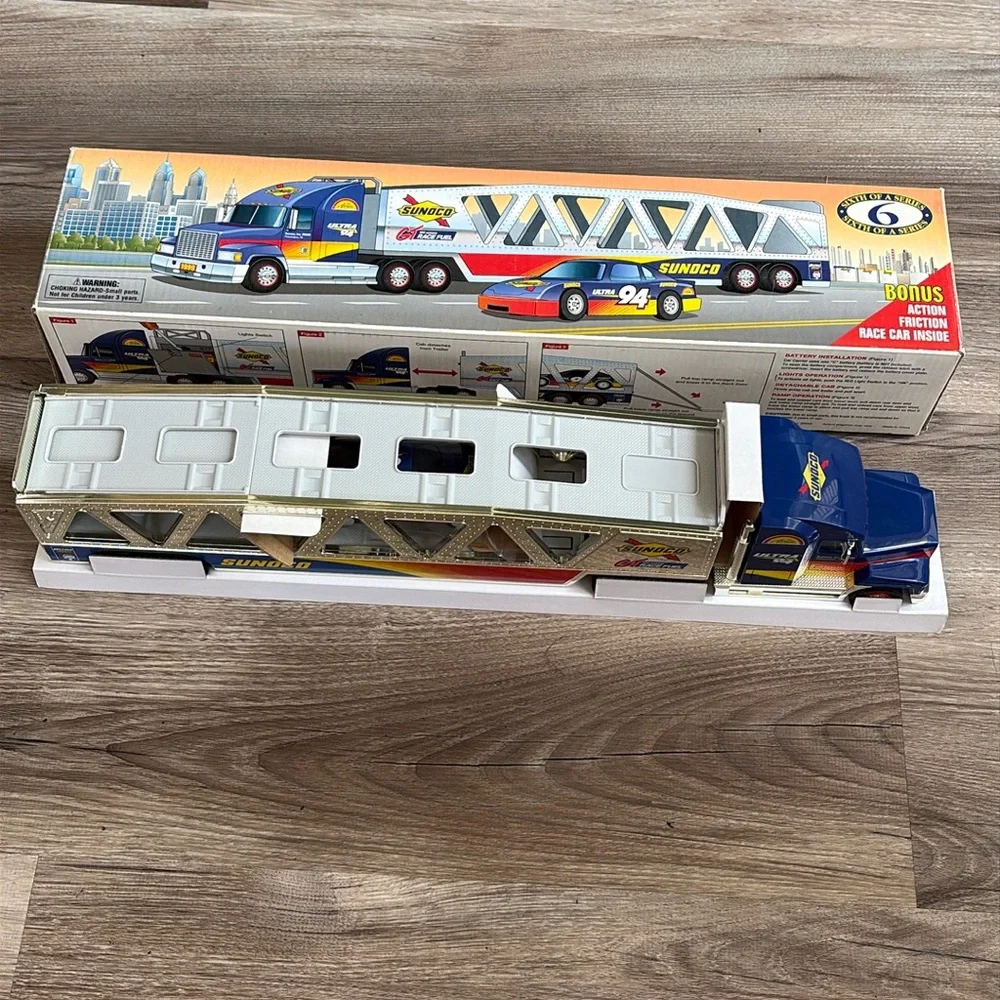 1999 Sunoco Car Carrier Transport Truck Rig & Race Car Collectors Edition NIB